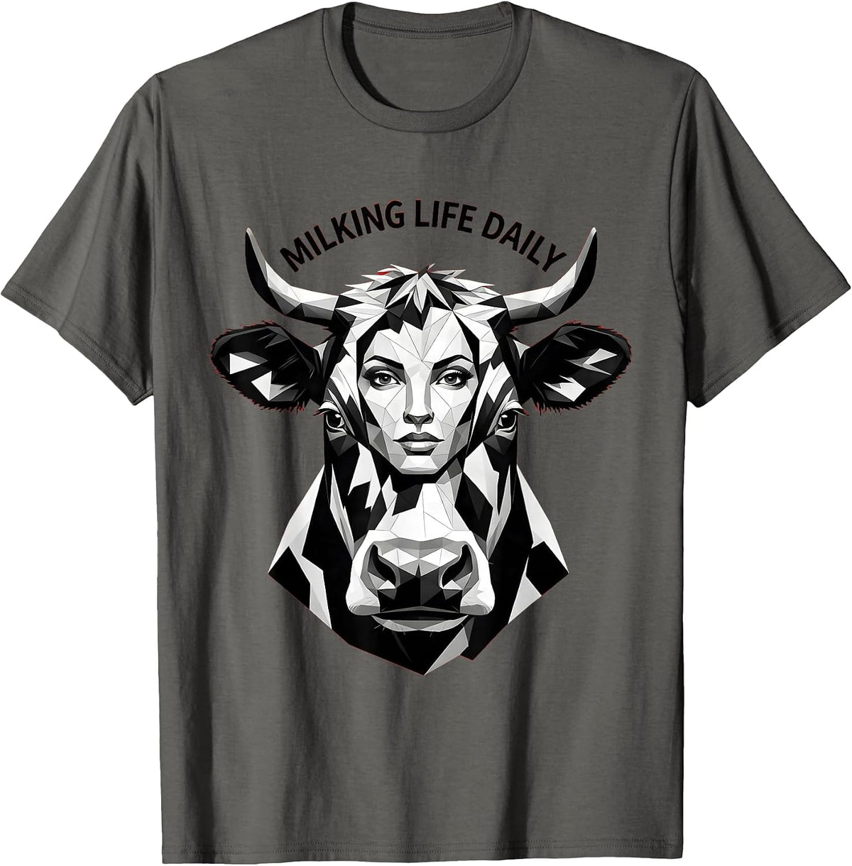 Men's Milking Life Daily Funny Cow Women Design T-Shirt - Asphalt Grey