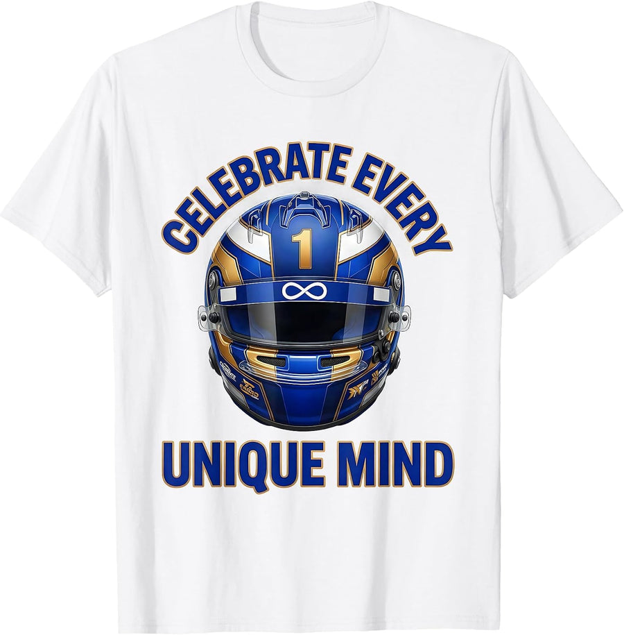 Men's Celebrate Every Unique Mind Autism Awareness Design T-Shirt - White