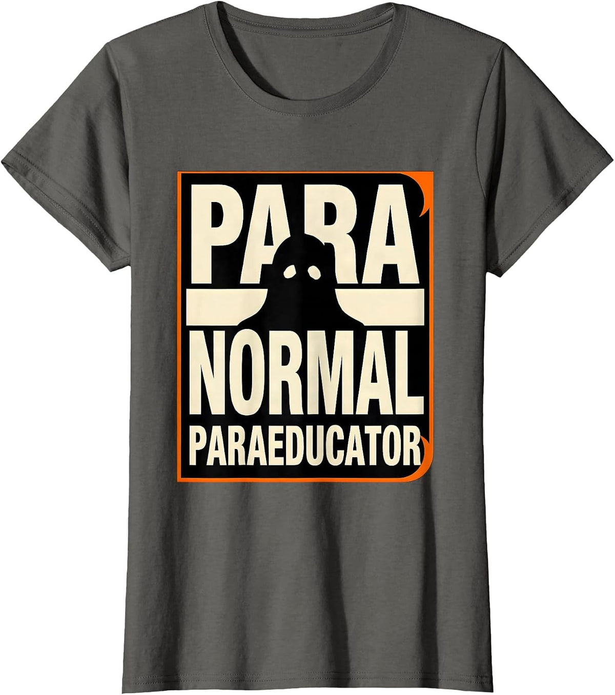 Women's Para Normal Paraeducator Ghost Stencil SpEd Teacher T-Shirt - Asphalt Grey