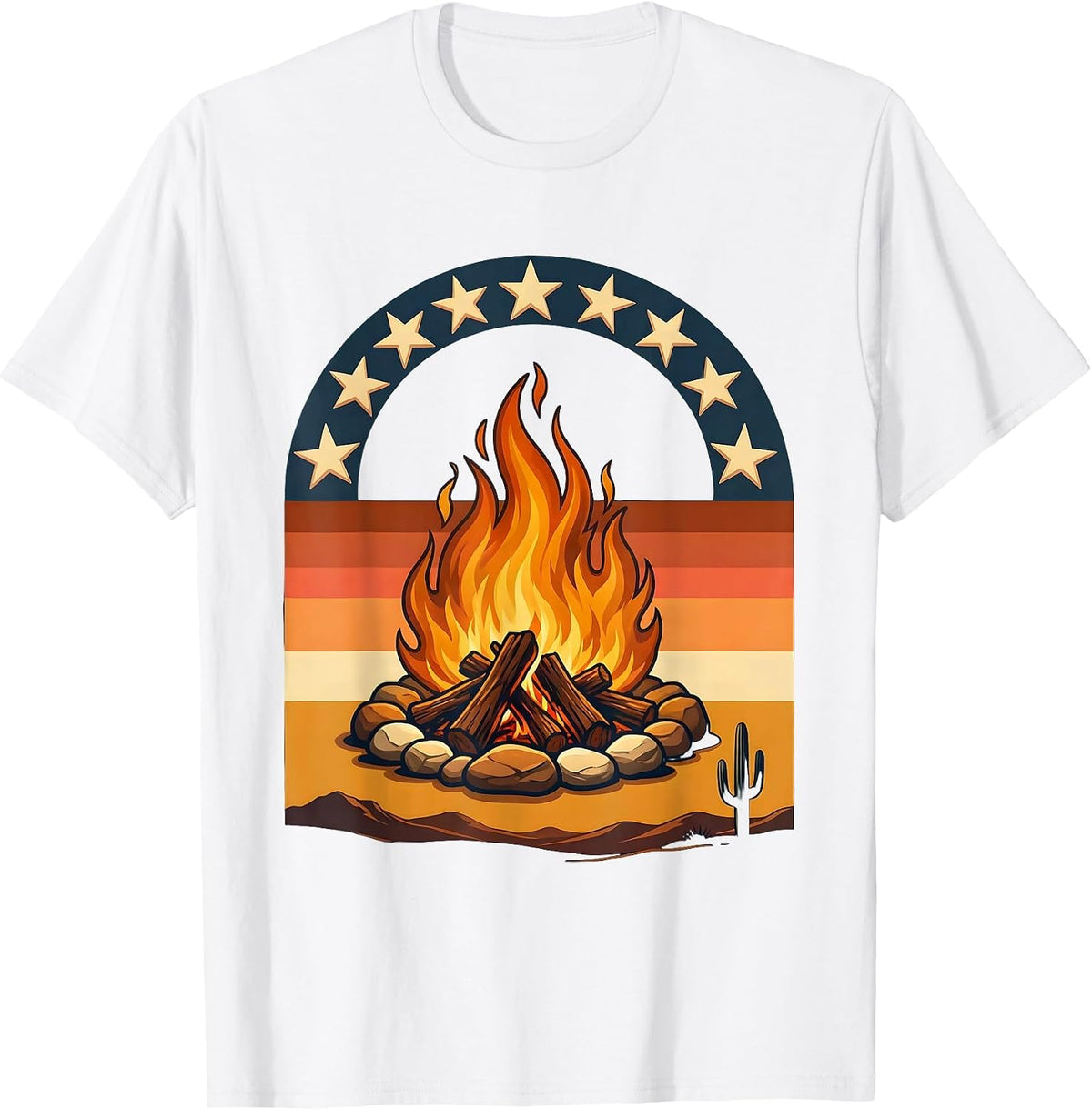 Men's Campfire Under the Stars Western Graphic Tee T-Shirt - White