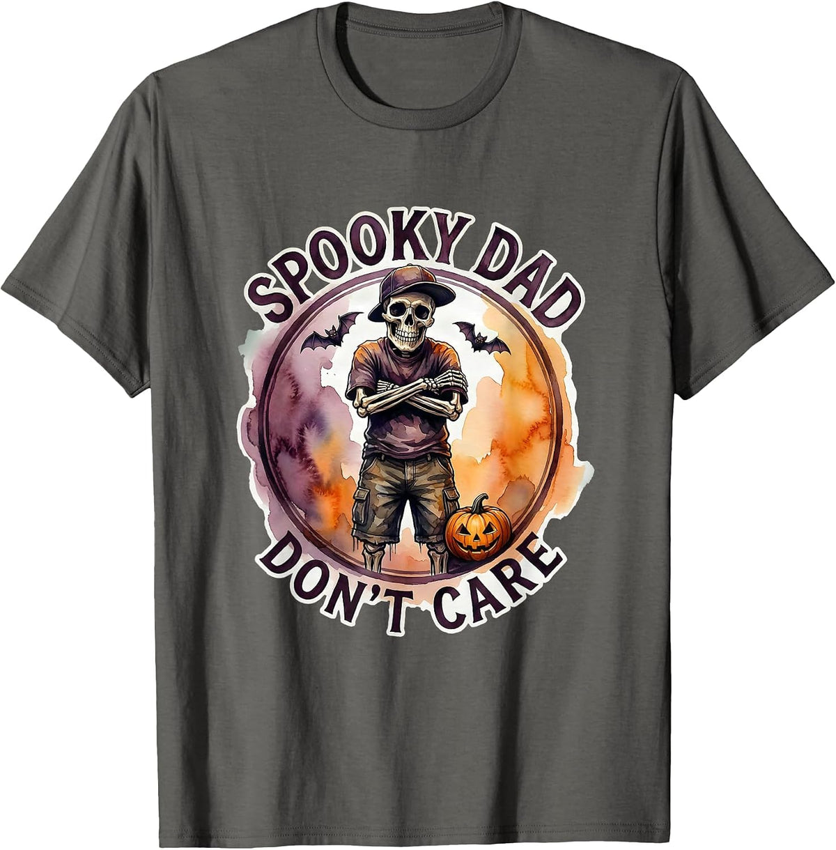 Spooky Dad Don't Care Halloween Dad Design T-Shirt - Asphalt Grey