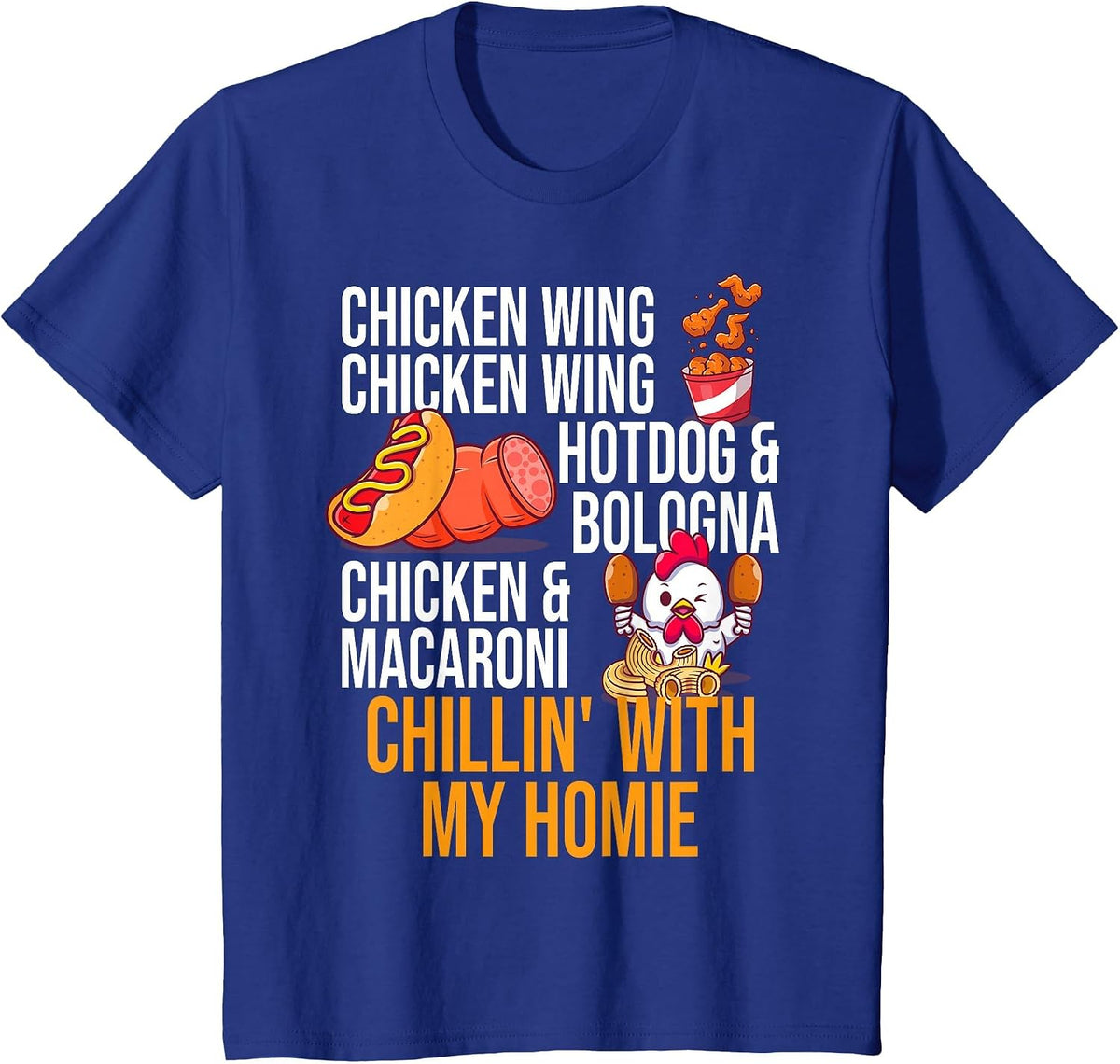 Chicken Wing Chicken Wing Hot Dog and Bologna T-Shirt - Royal Blue