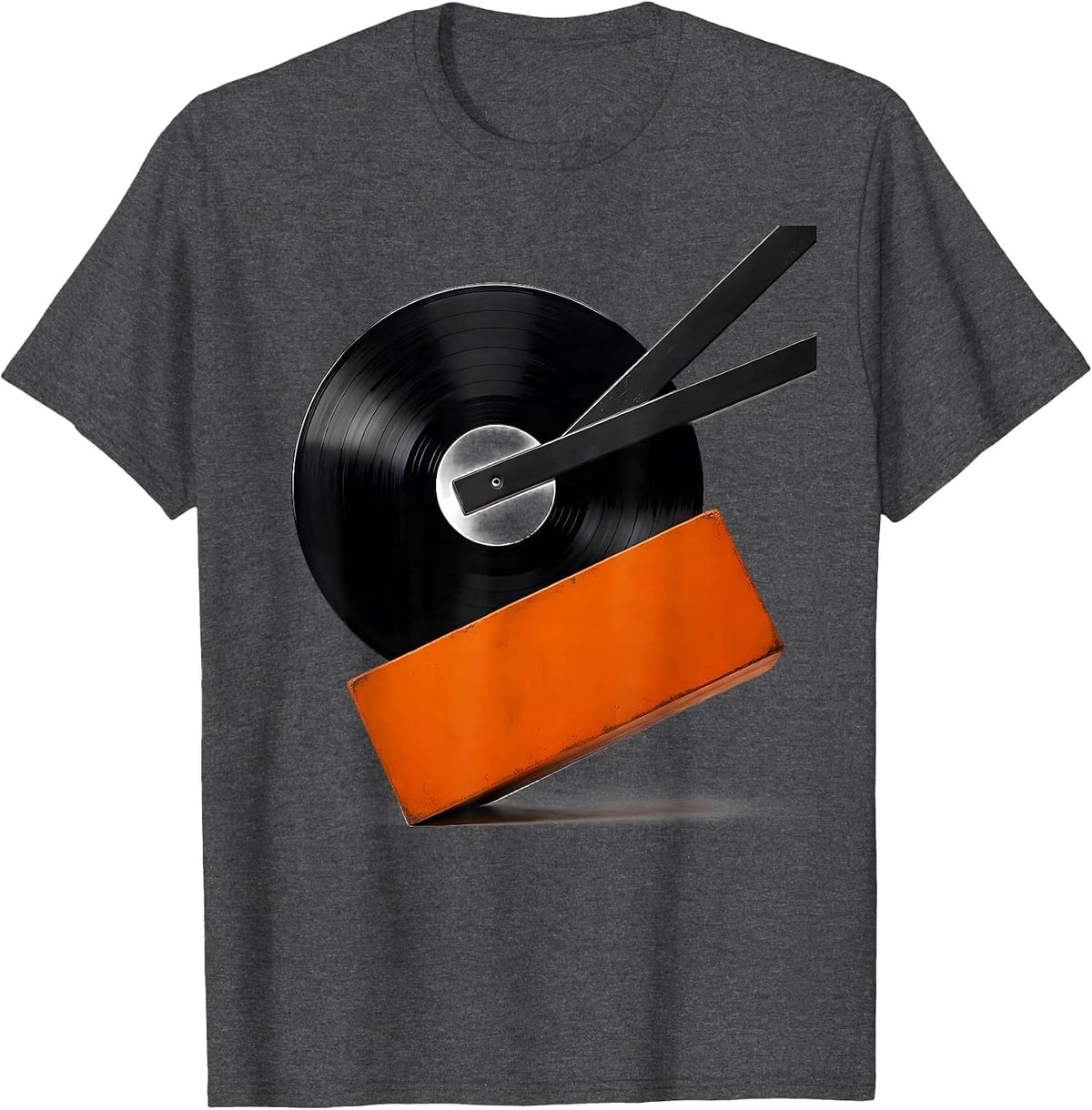 Vinyl Record Spindle Certified Turntable Enthusiast T-Shirt - Dark Heather Grey