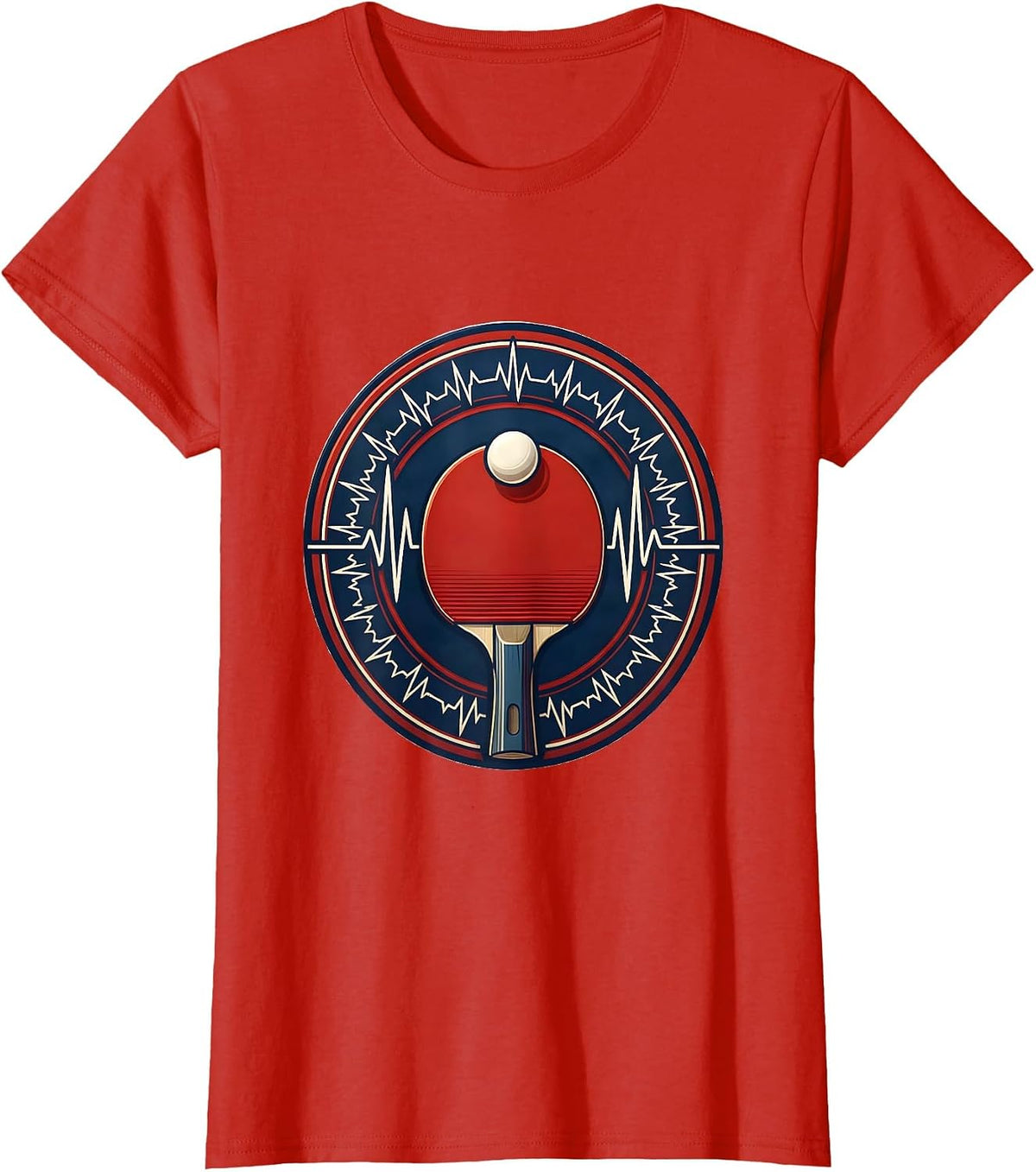 Women's Symmetrical Crest Racket Sport Player Gift T-Shirt - Red