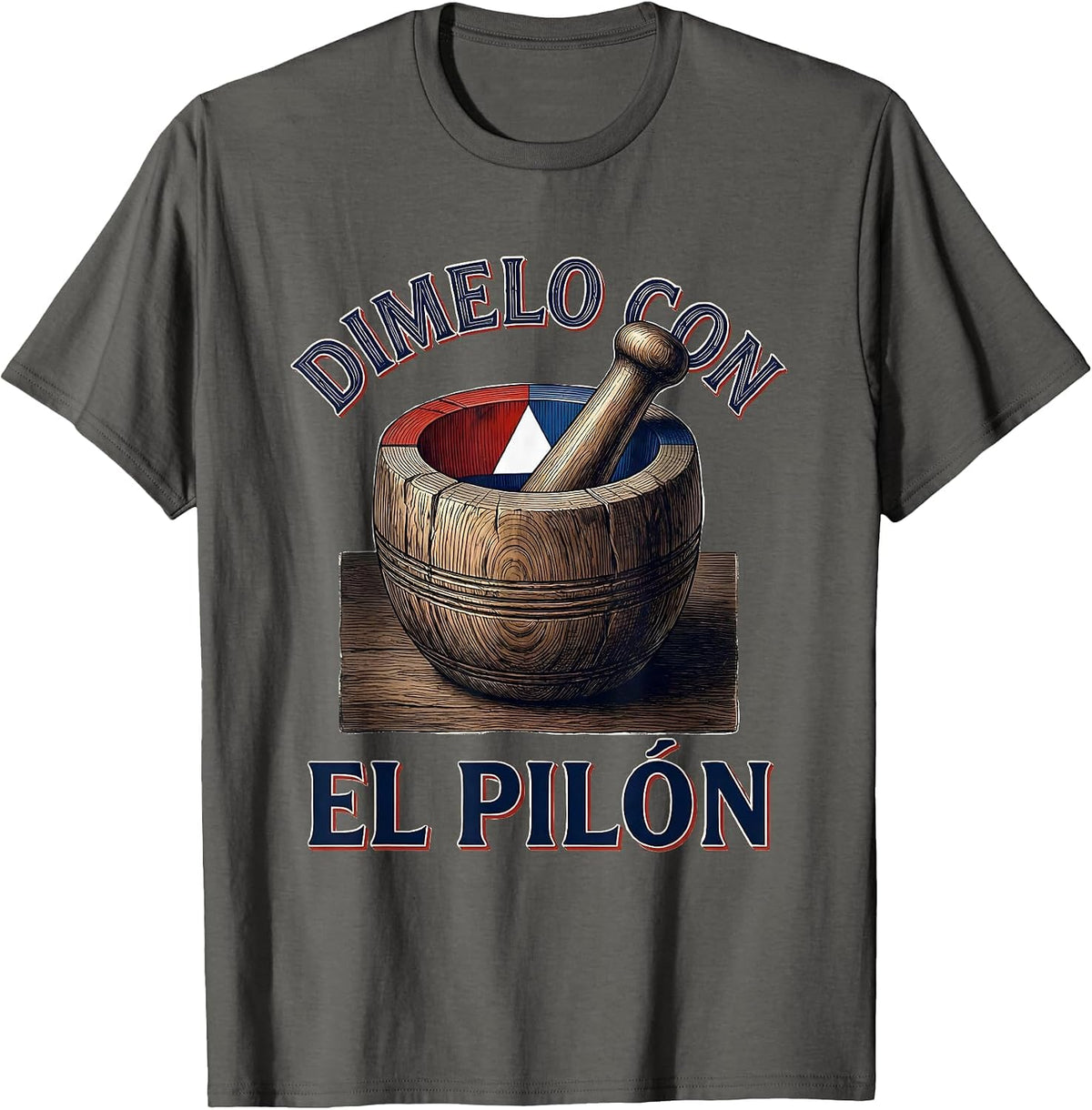 Dimelo Con El Pilón Botanical Puerto Rican Flag Pride T-Shirt - Asphalt Grey