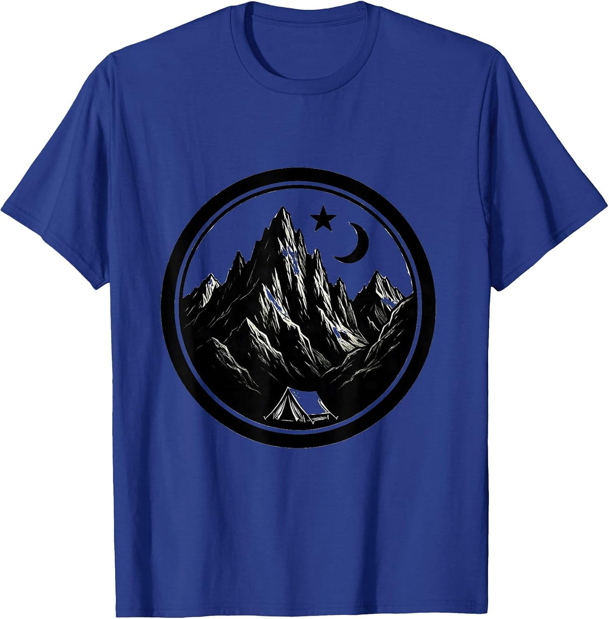 Freedom Camp Lone Tent Rocky Mountain Graphic T-Shirt - Royal Blue