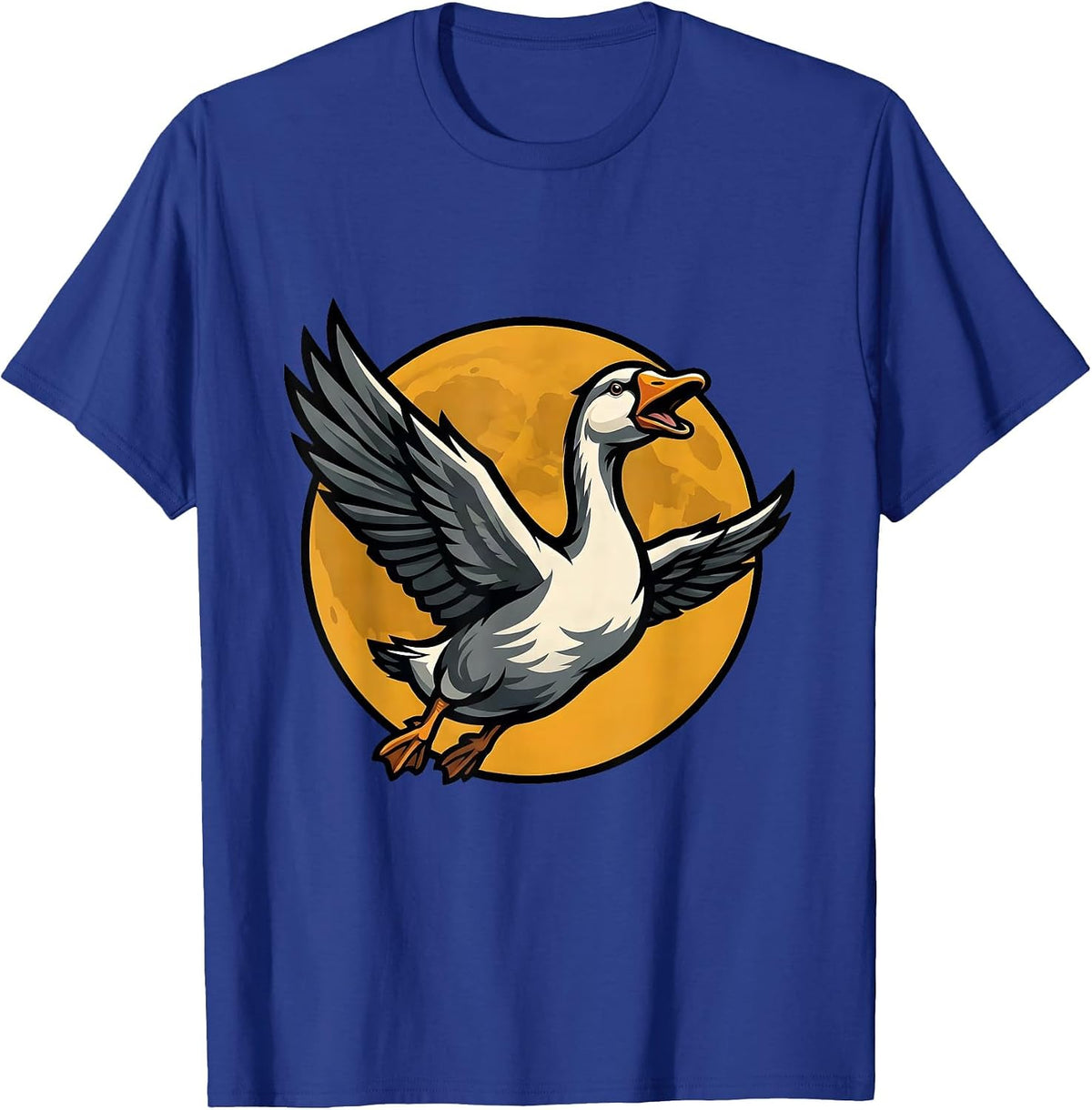 Men's Goose in Flight Full Moon Graphic Tee T-Shirt - Royal Blue