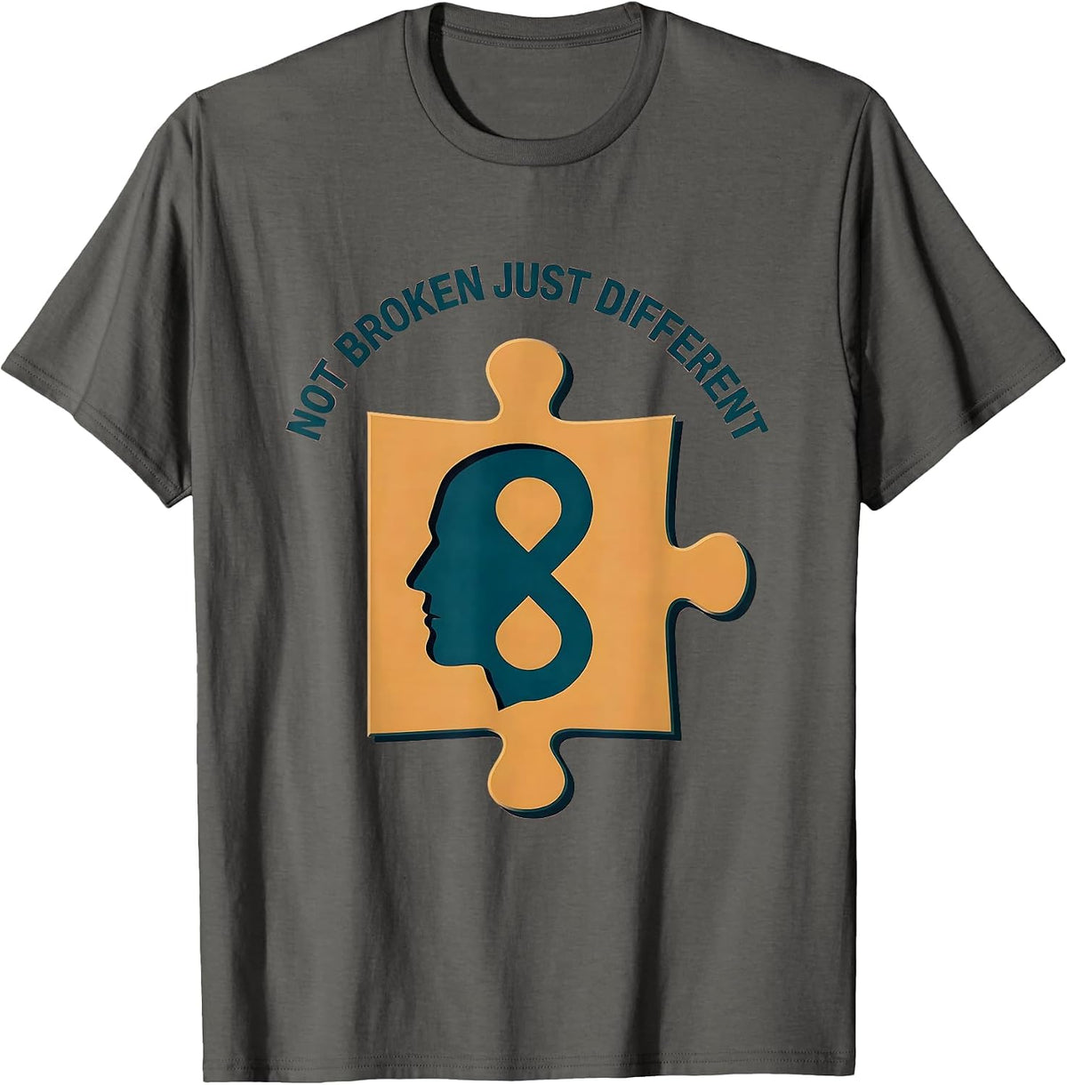 Men's Not Broken Just Different Autism Awareness Design T-Shirt - Asphalt Grey