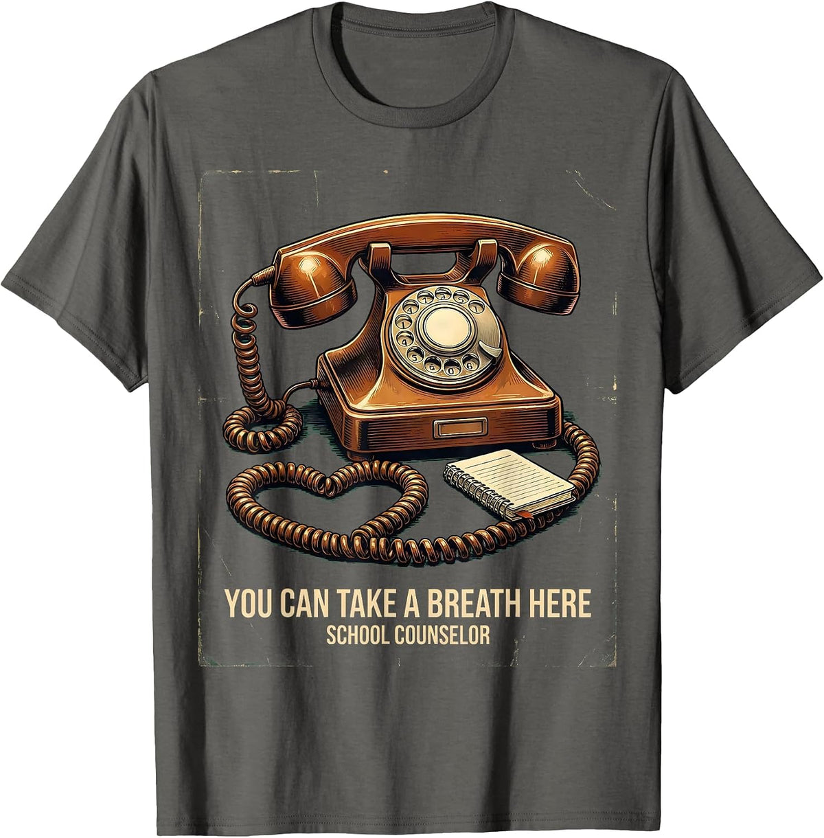 Men's You Can Take A Breath Here — School Counselor Vintage T-Shirt - Asphalt Grey