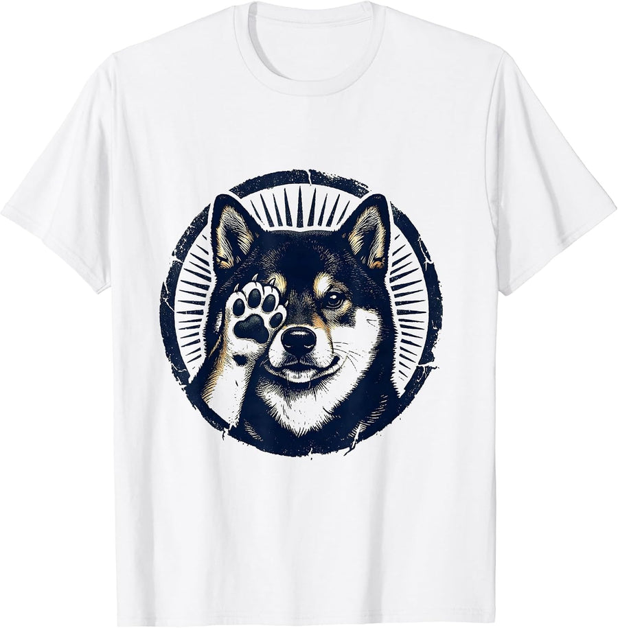 Men's Sealed Shiba Badge Cute Kawaii Dog Lover Meme Humor T-Shirt - White