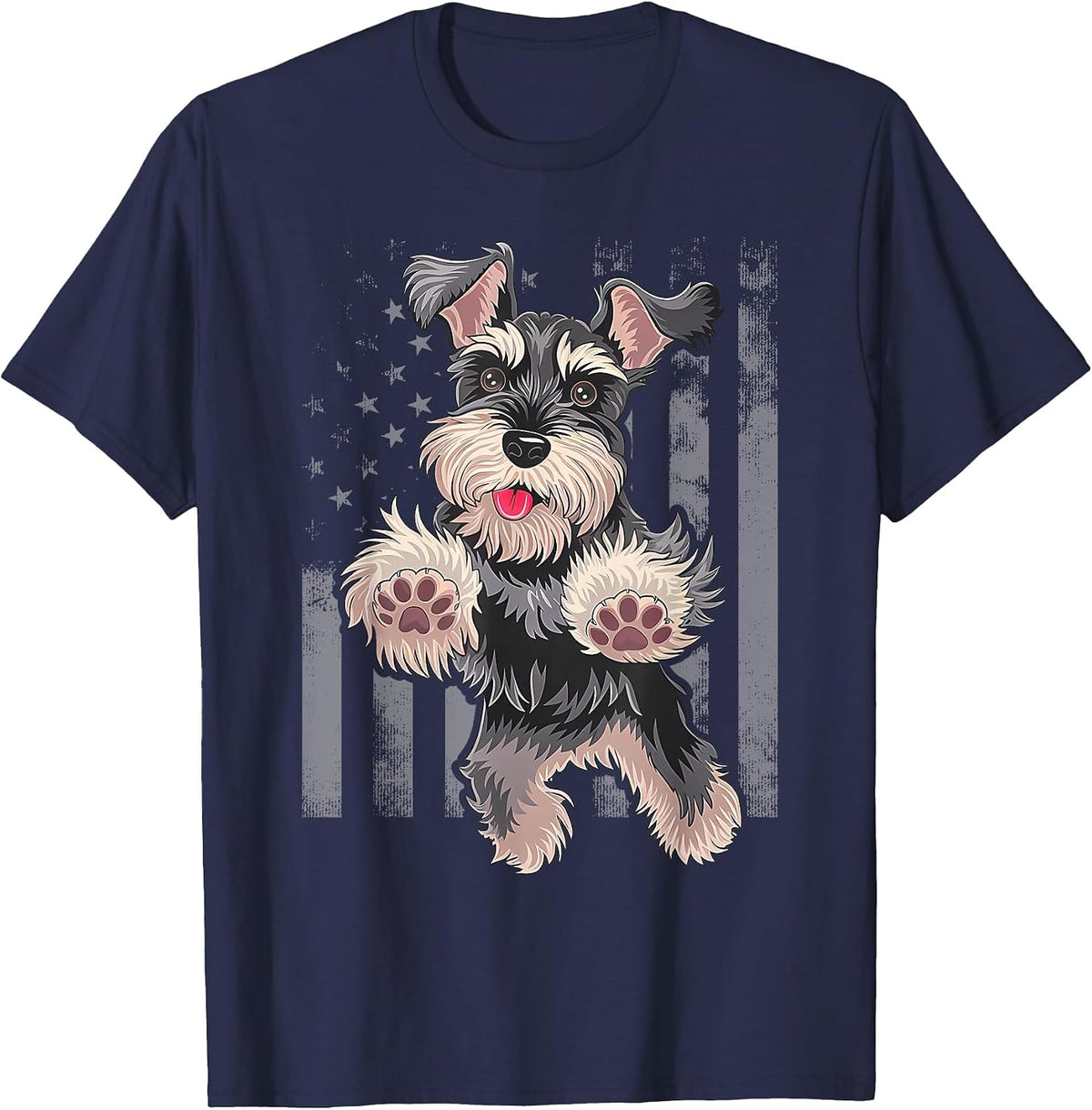 Miniature Schnauzer Dog Art Miniature Schnauzer T-Shirt - Navy Blue