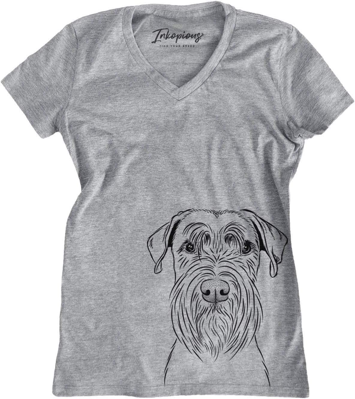 Bare Milton the Schnauzer Dog Triblend T-Shirt - Grey Modern V-neck