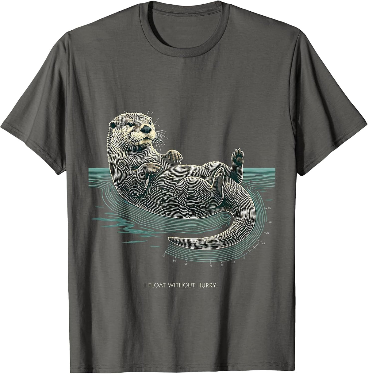 I Float Without Hurry Topographic Otter Animal Lover Gift T-Shirt - Asphalt Grey