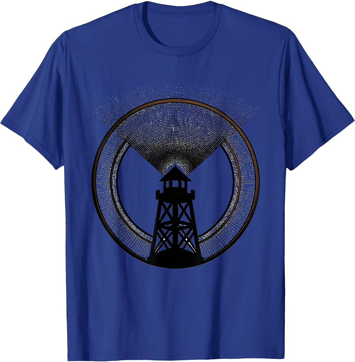 Men's Guard Tower Searchlight Security Graphic Tee T-Shirt - Royal Blue