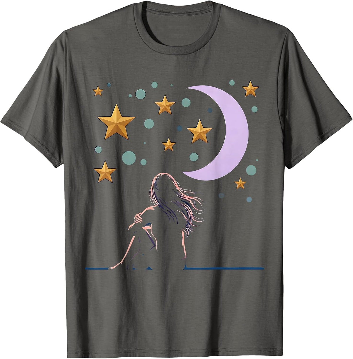 Men's Autism Awareness Starry Night Sky Gazing Design T-Shirt - Asphalt Grey