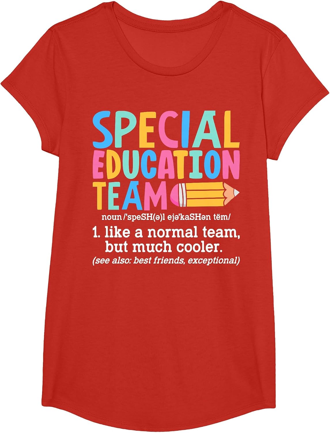 Special Education Team Definition Retro Ed Team Crew Teacher T-Shirt - Girls Red