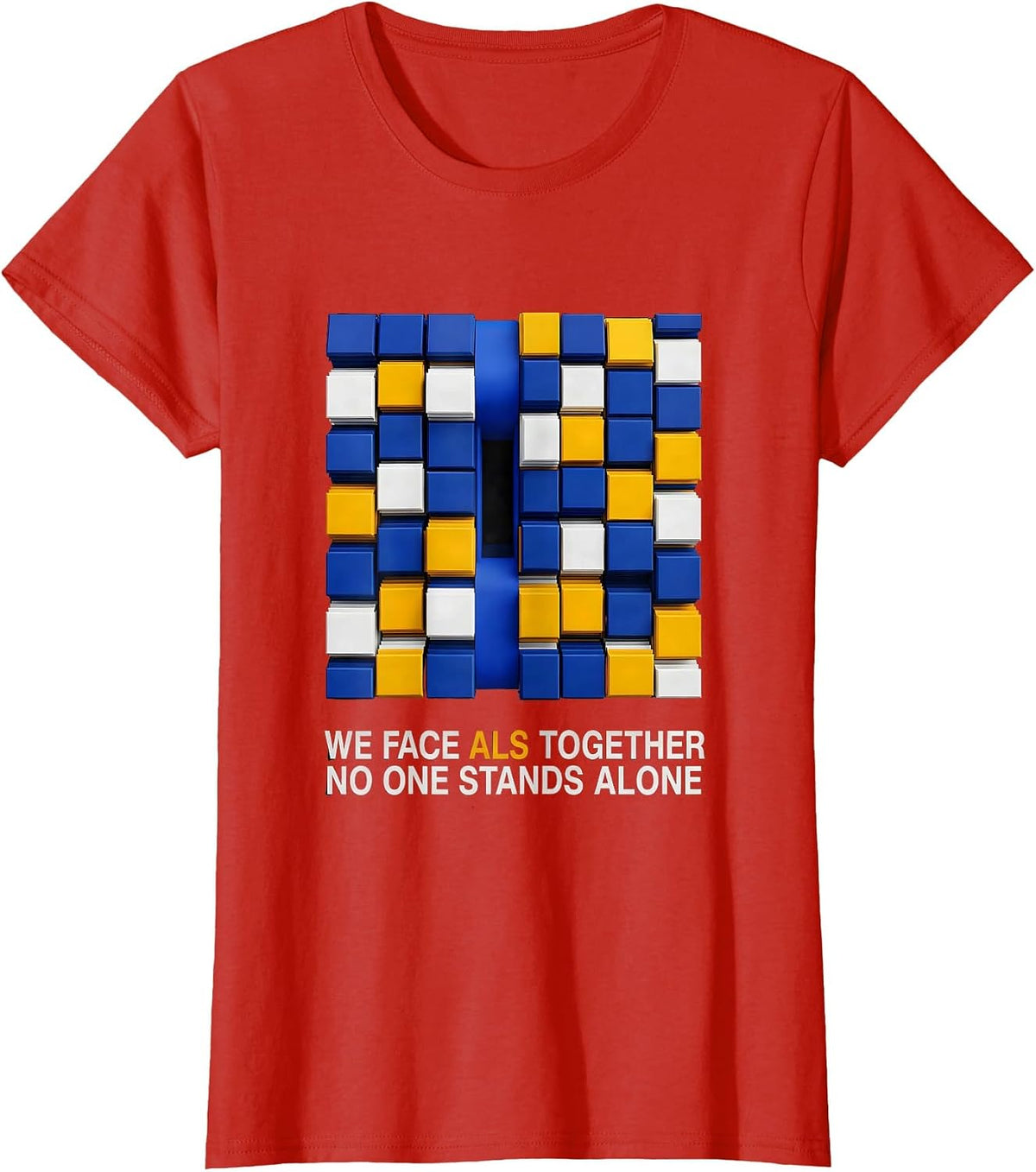 We Face ALS Together, No One Stands Alone Family Support T-Shirt - Red