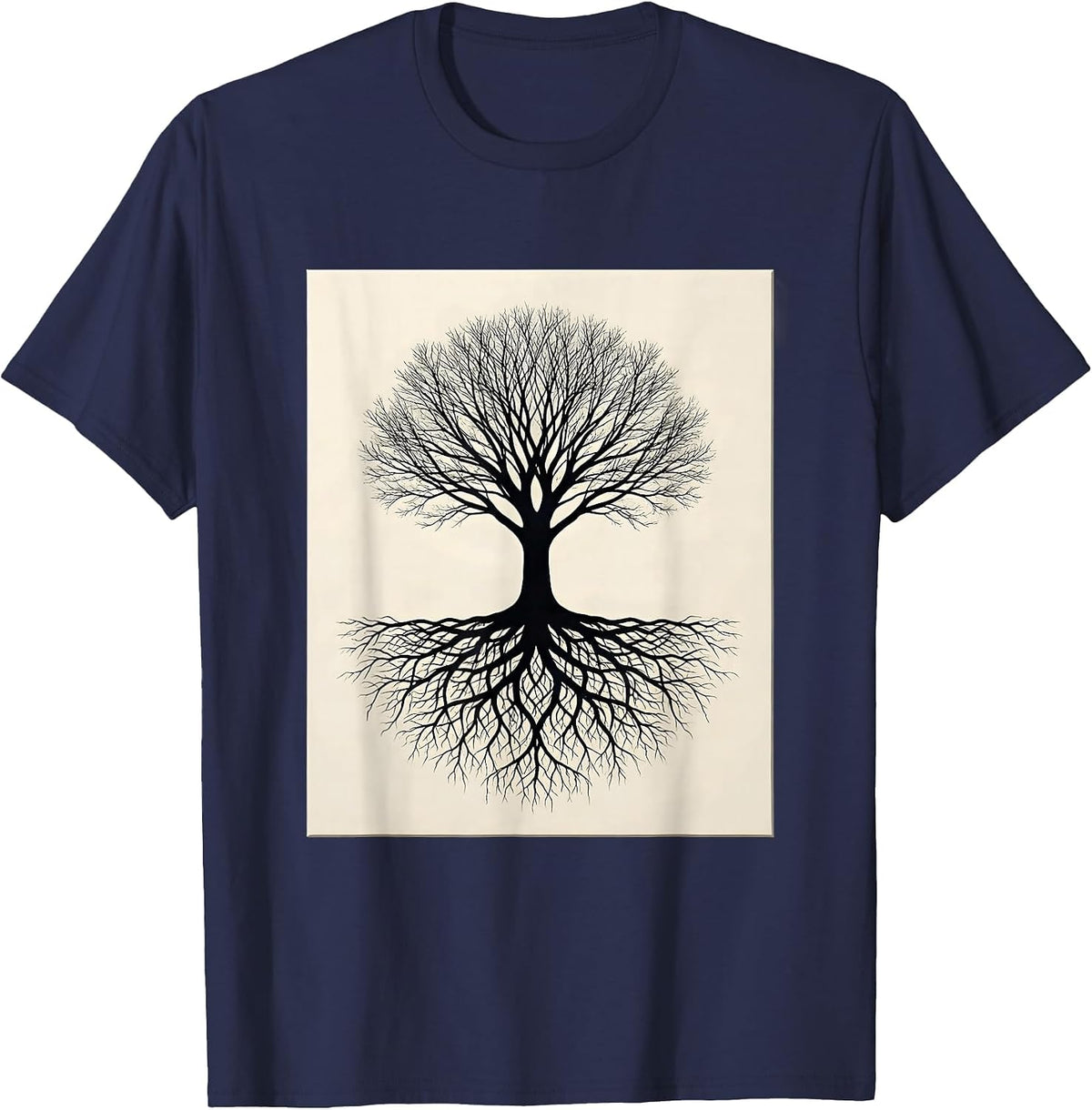 Men's Autism Awareness Tree Neural Pathways Illustration T-Shirt - Navy Blue