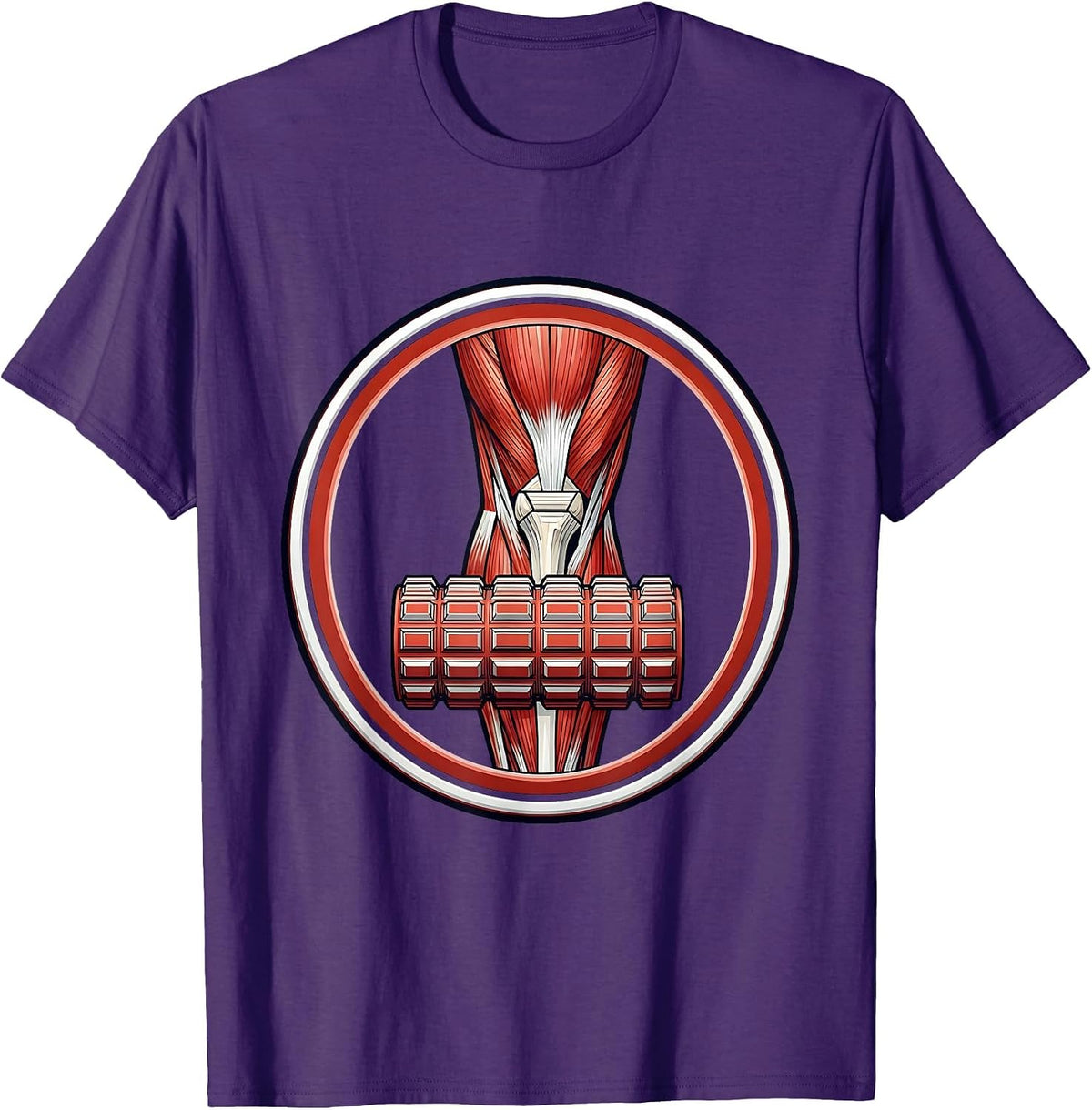 Men's Foam Roller Muscle Anatomy Physical Therapy Design T-Shirt - Purple