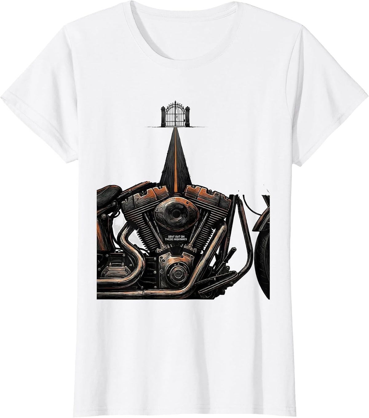 Sent Out On These Highways Christian Biker Motorcycle Faith T-Shirt - White