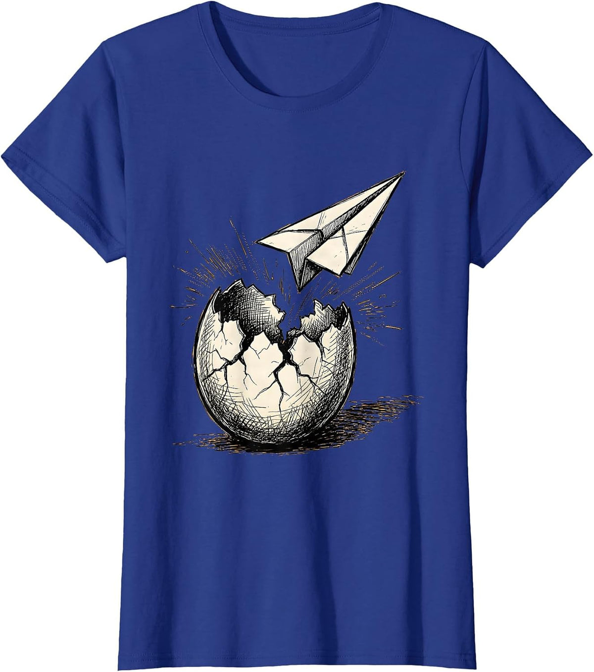 Women's Dyslexia Awareness Cracked Egg Paper Airplane T-Shirt - Royal Blue