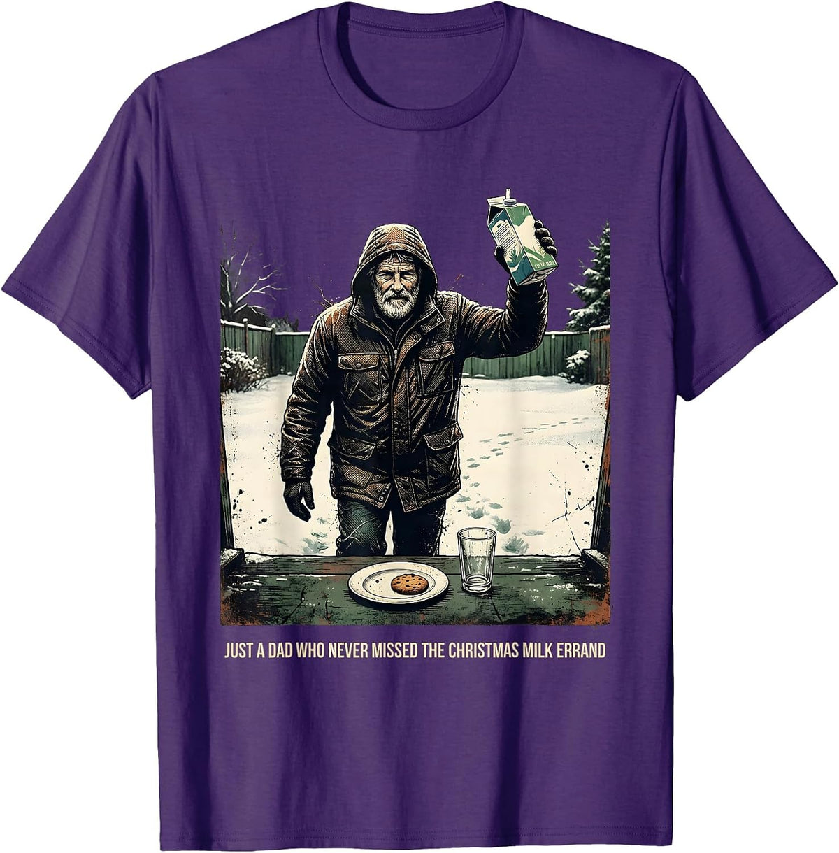 Just A Dad Who Never Missed The Christmas Milk Errand T-Shirt - Purple