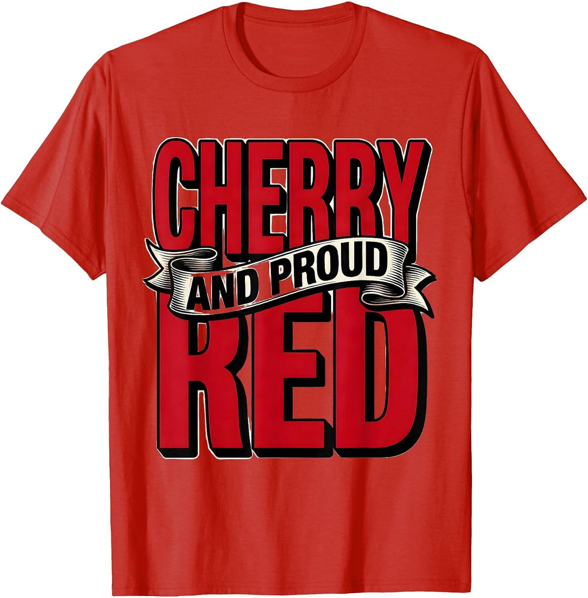 Men's Cherry Red and Proud Bold Graphic Design T-Shirt - Red