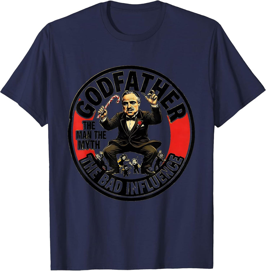 Godfather The Man The Myth The Bad Influence Funny Grandpa T-Shirt - Navy Blue