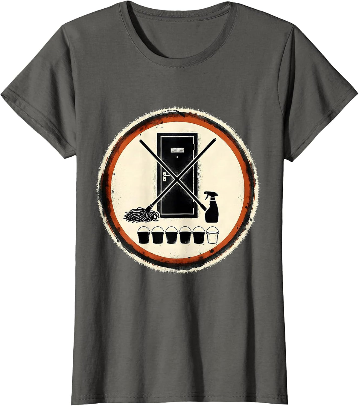 Women's Janitor Closet Badge Custodian Appreciation Humor T-Shirt - Asphalt Grey
