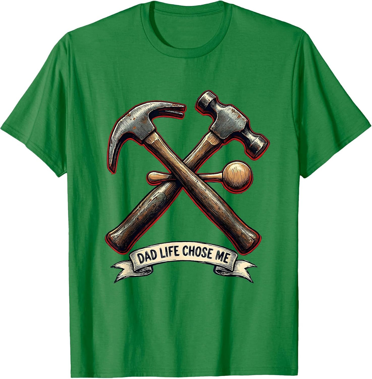 Men's Dad Life Chose Me Funny Father Design T-Shirt - Kelly Green