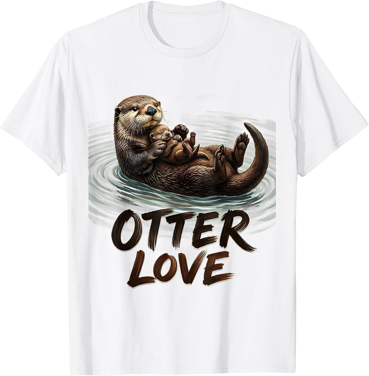 Men's Otter Floating Calm Sea Animal Lover Humor T-Shirt - White