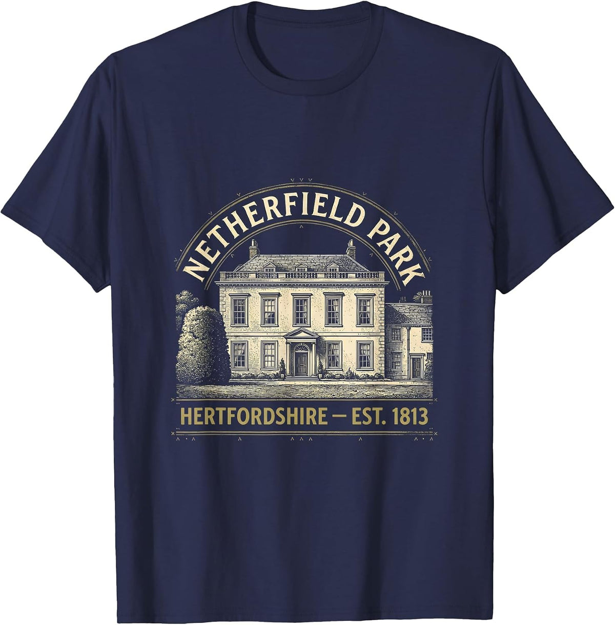Men's Netherfield Park, Hertfordshire — Est. 1813 Bookish T-Shirt - Navy Blue