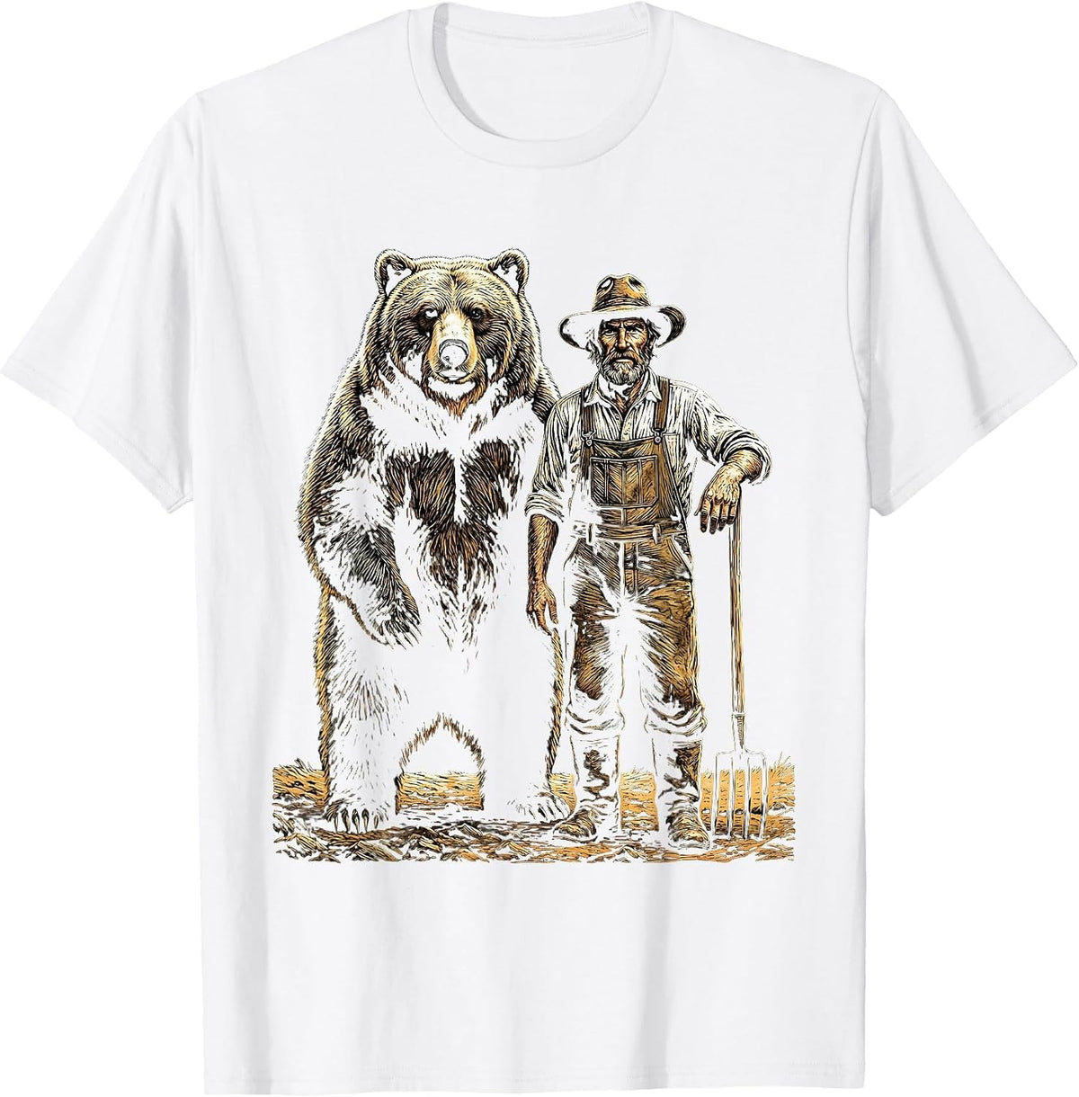 Men's We The People Bear and Farmer Illustration T-Shirt - White