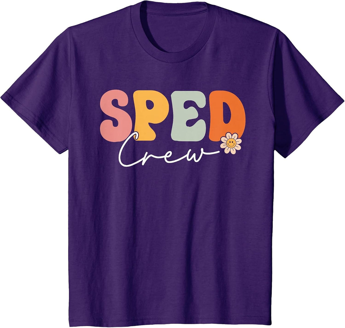 Sped Crew Team Retro Groovy Vintage First Day of School T-Shirt - Purple