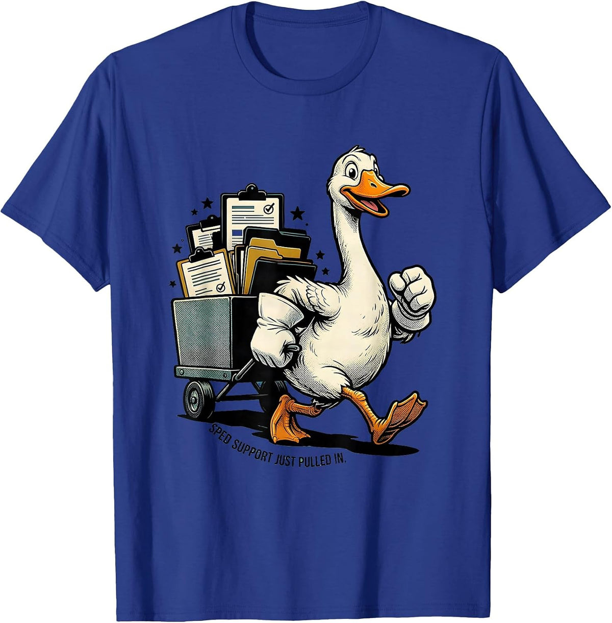 SPED Support Just Pulled In Funny SPED Teacher School Staff T-Shirt - Royal Blue