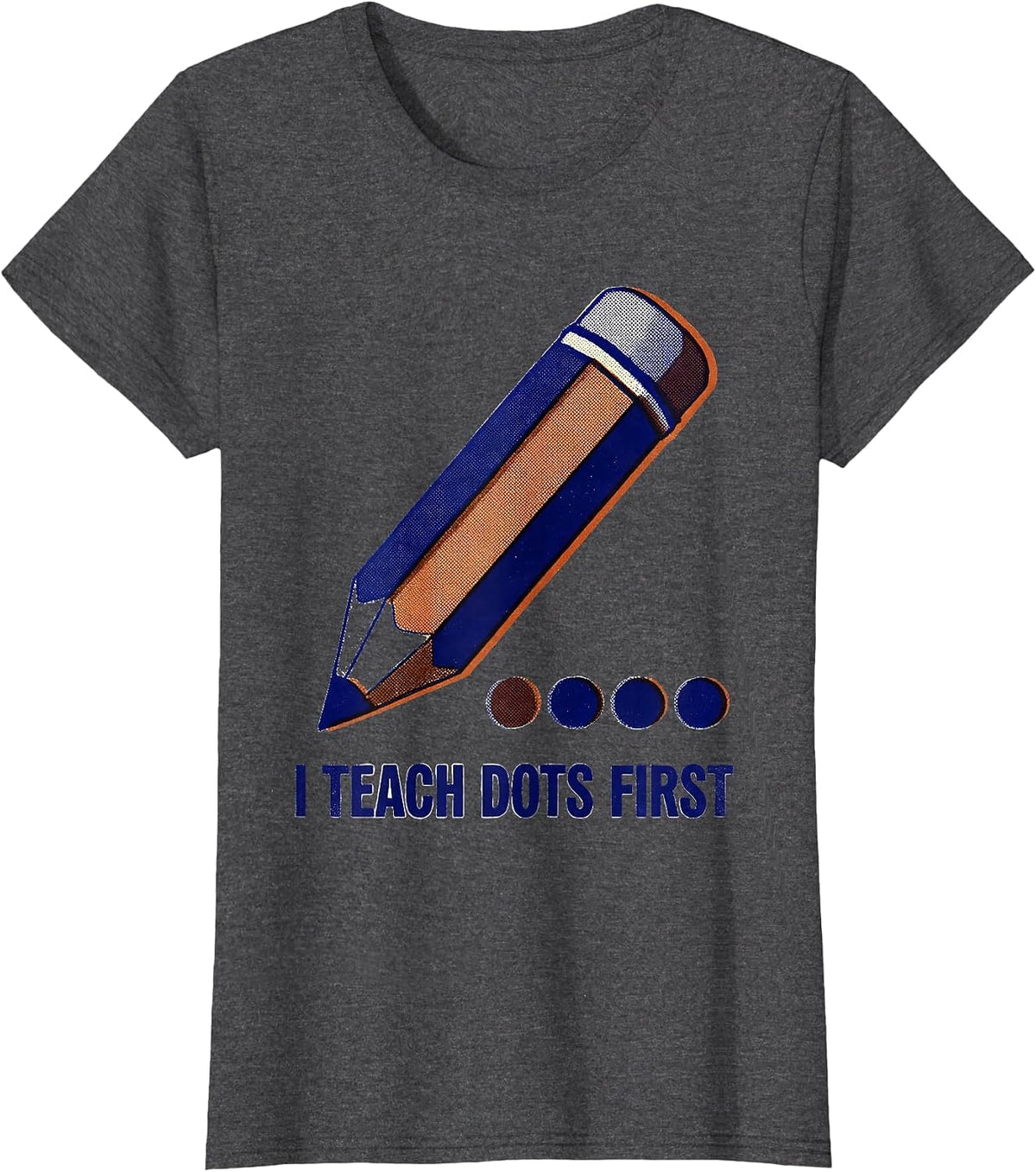 Women's I Teach Dots First Risograph Pre-K Teacher Back To School T-Shirt - Dark Heather Grey
