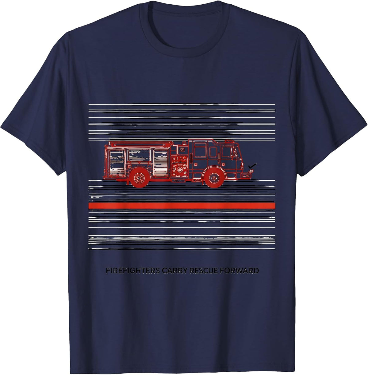 Firefighters Carry Rescue Forward Patriotic Tribute First T-Shirt - Navy Blue