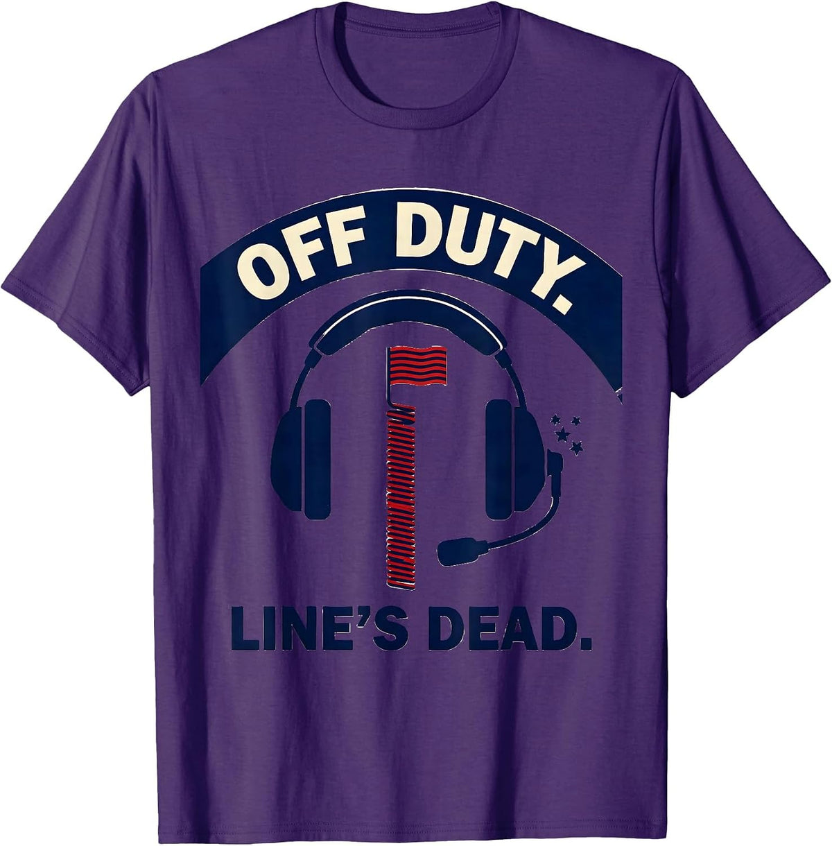 Men's Off Duty Line's Dead Screenprint First Responder Gift T-Shirt - Purple