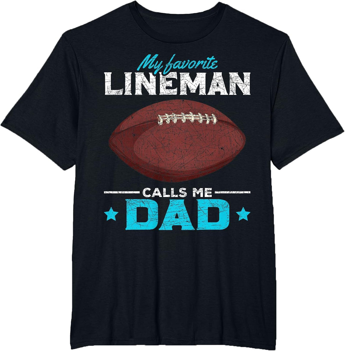 Fathers Day American Football Player Dad Sports Lineman T-Shirt - Black