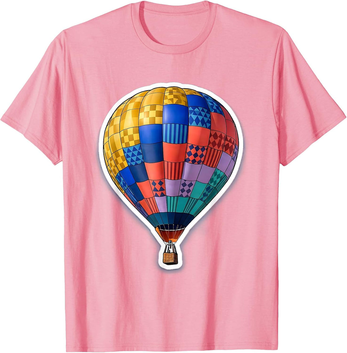 Men's Autism Awareness Patchwork Quilt Hot Air Balloon T-Shirt - Pink