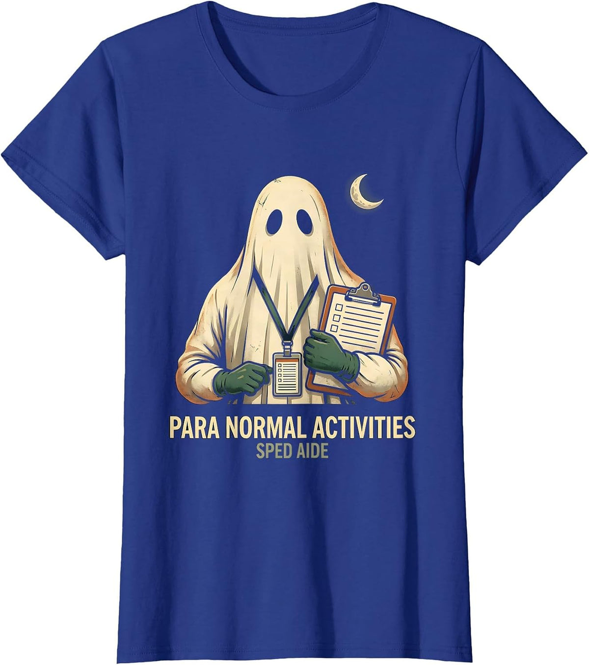 Women's Para Normal Activities SPED Aide Vintage Teacher Halloween T-Shirt - Royal Blue