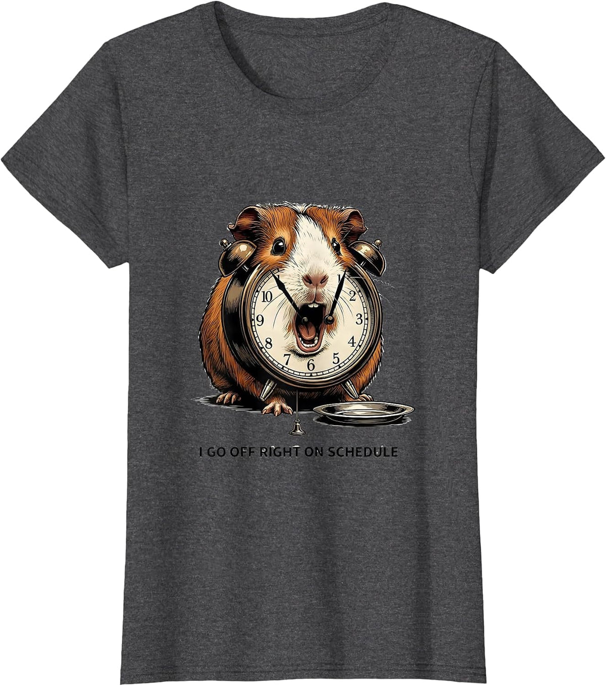 Women's I Go Off Right On Schedule Funny Guinea Pig Cavy Lover Gift T-Shirt - Dark Heather Grey