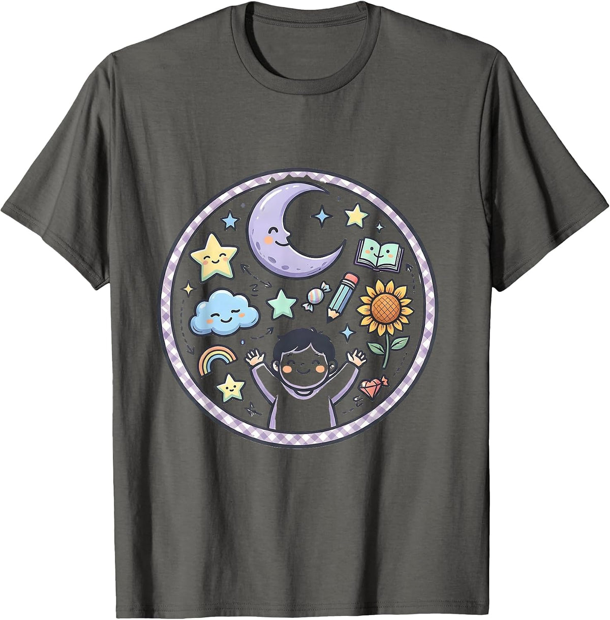 Down Syndrome Awareness Child Stargazing Design T-Shirt - Asphalt Grey