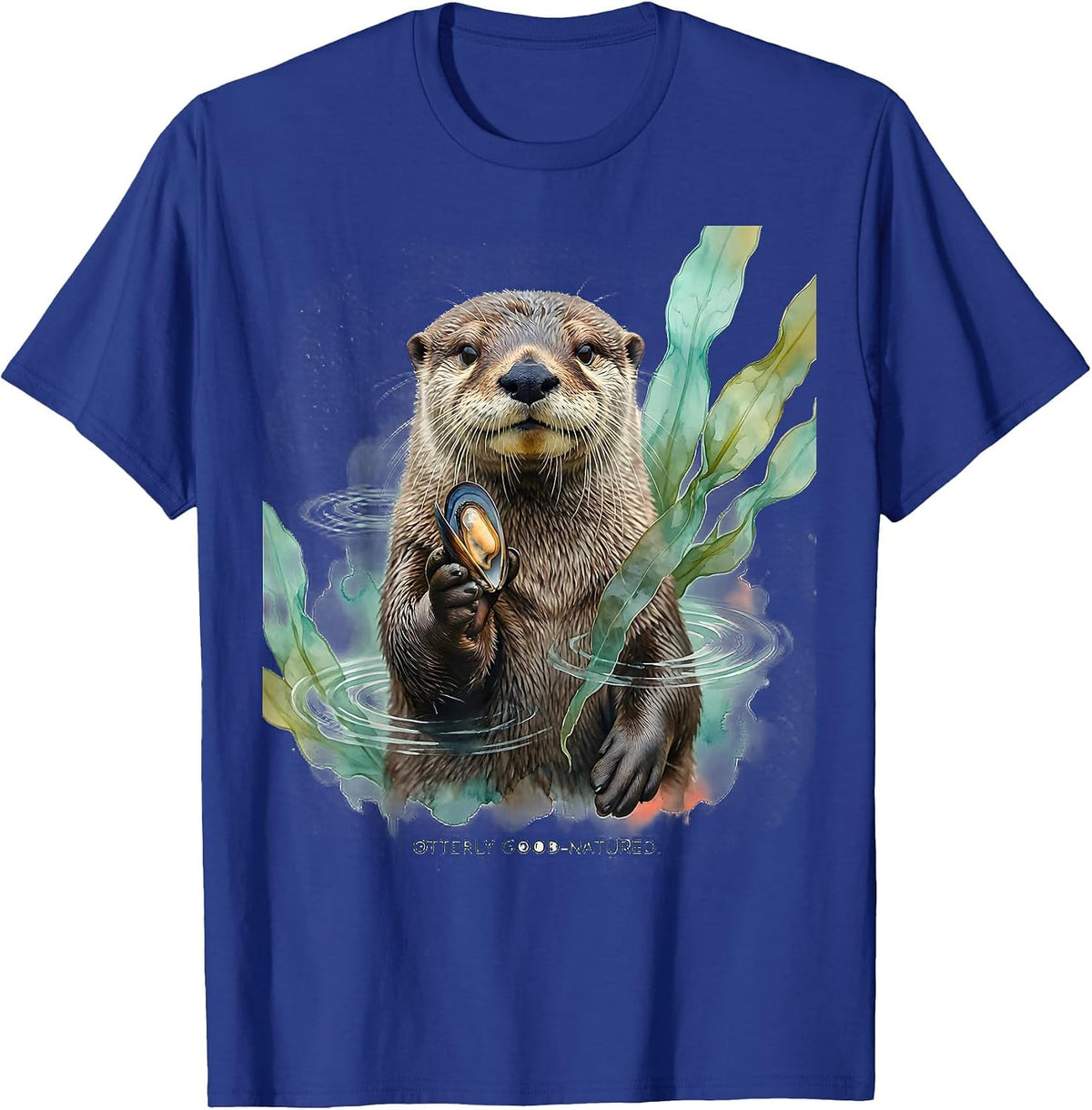Otterly Good-Natured Cute Otter Lover Watercolor Humor T-Shirt - Royal Blue