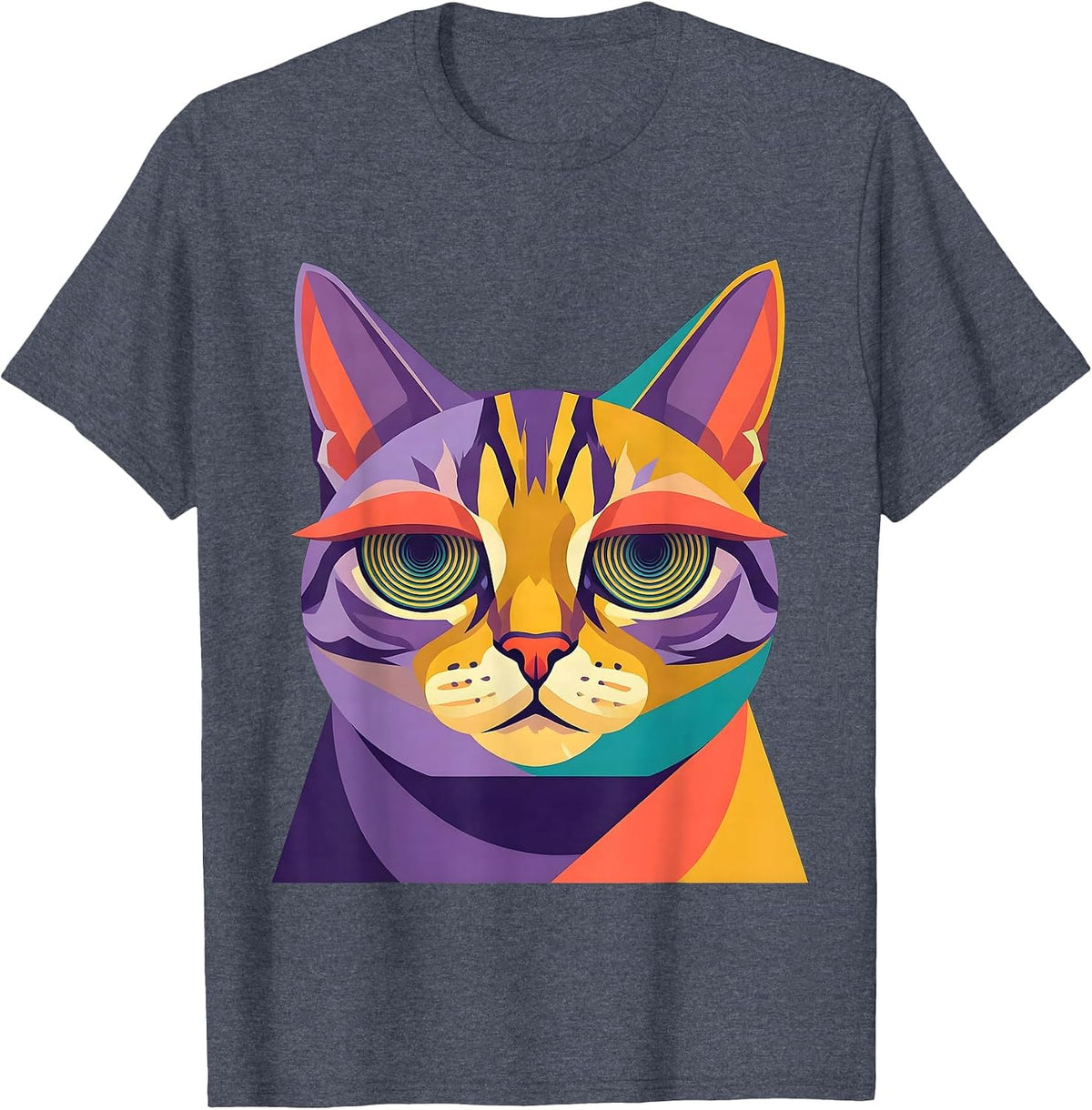 Hypnotic Cat Spiral Eyes Autism Awareness Design T-Shirt - Heather Blue