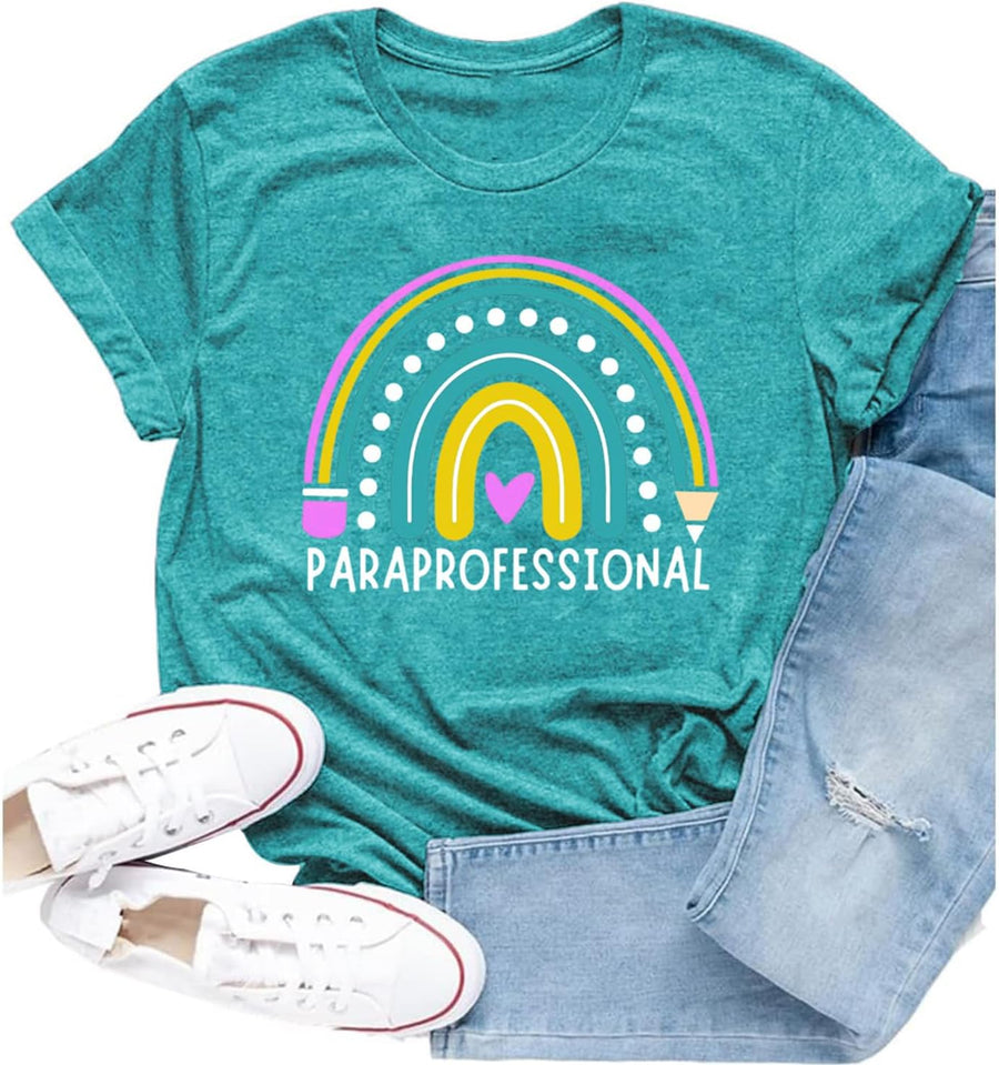 Womens Paraprofessional Shirts para Teacher SPED Paraeducator Tee - Cyan