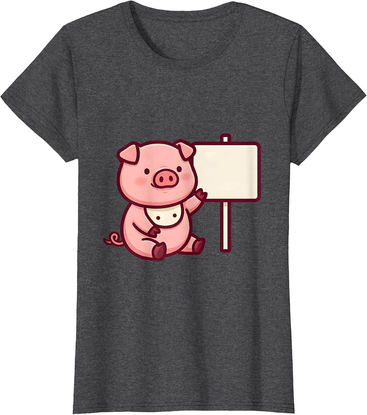 Women's Chibi Pig Kawaii Cute Pig Lover Halloween Costume T-Shirt - Dark Heather Grey
