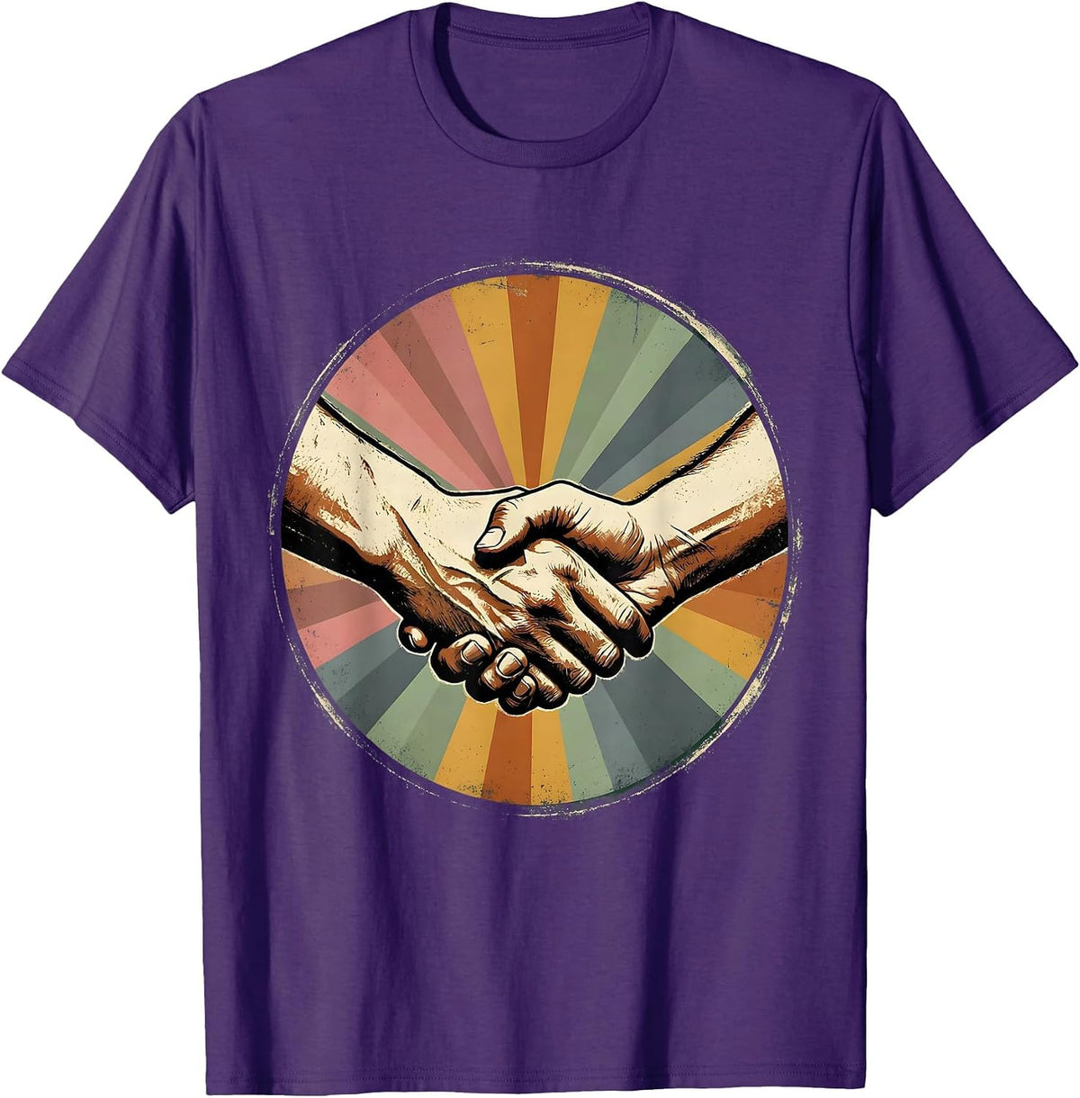 Men's Rainbow Hands Intertwined Pride Graphic T-Shirt - Purple