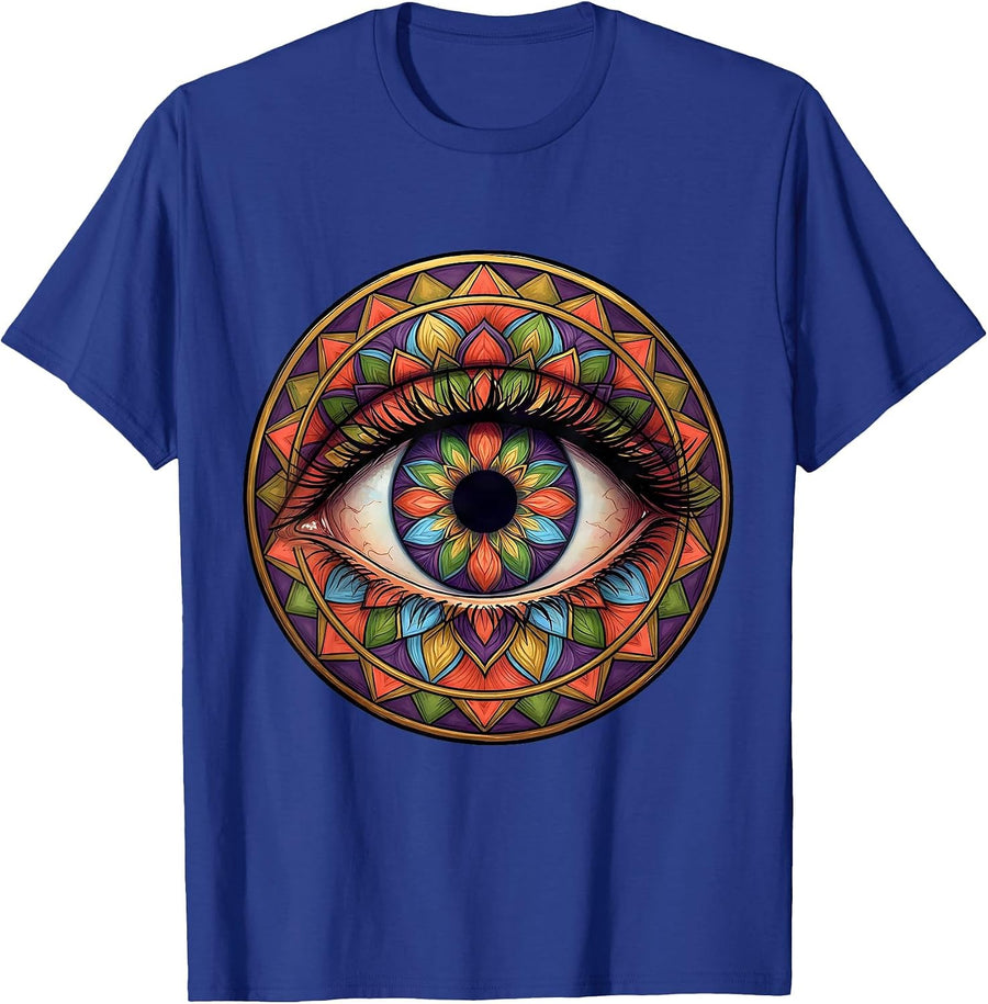 Autism Awareness Kaleidoscope Rainbow Eye Art T-Shirt - Royal Blue