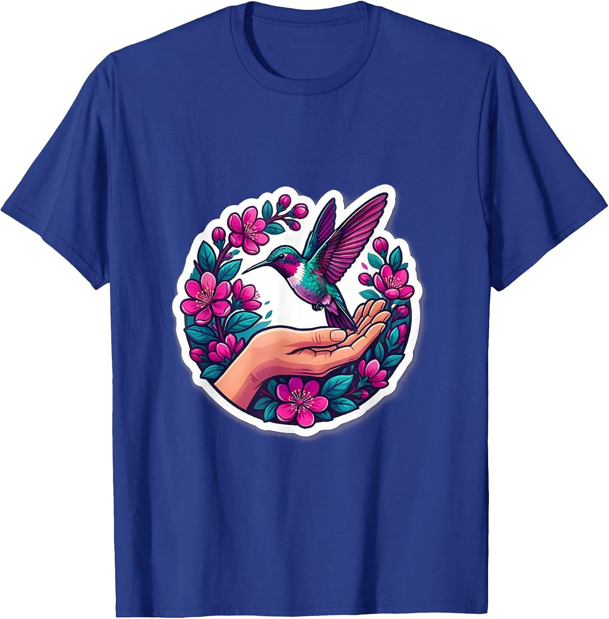 Autism Awareness Hummingbird Open Hand Design T-Shirt - Royal Blue